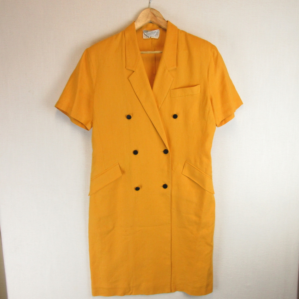MaxMara Linen Double Breasted Dress Size 12 Marigold
